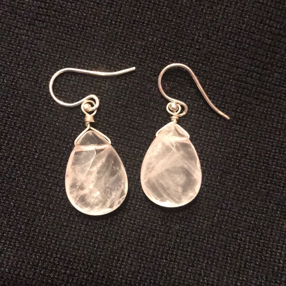 Silpada rose quartz earrings sterling